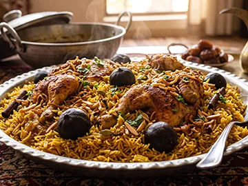 A one-pot Gulf classic of spiced basmati rice and tender chicken